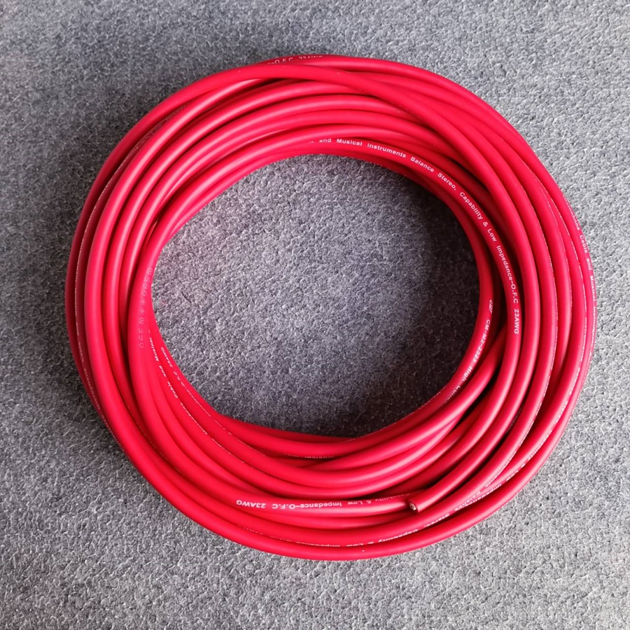 สีแดง ขด20เมตร CM สายไมค์สเตอริโอ 6mm M2-2323 สายไมค์ST 23AWG M2 2323 สายสัญญาณ ST สายไมค์CM สายไมค์ 6mm เอไอ-ไพศาล