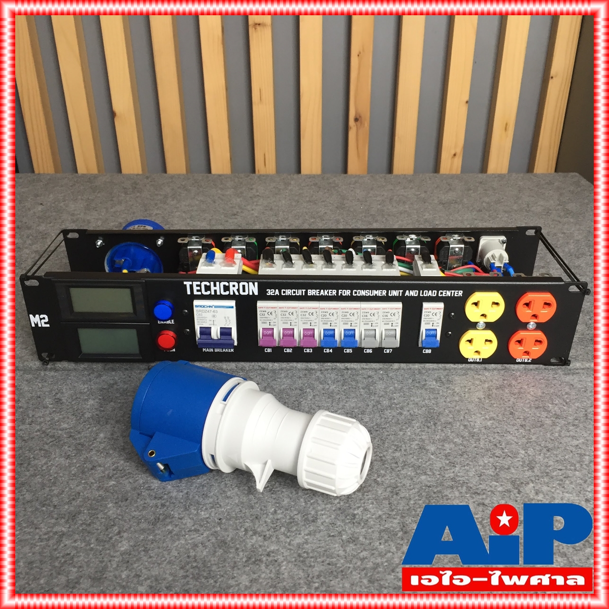 TECHCRON AC-32A M2 ชุดโหลดไฟ ชุดจ่ายไฟ AC 32A ชุดโหลดไฟใช้งานกับเพาเวอร์แอมป์ ชุดจ่ายไฟ 2 หน้าจอ สินค้าโรงงาน MEGATECH