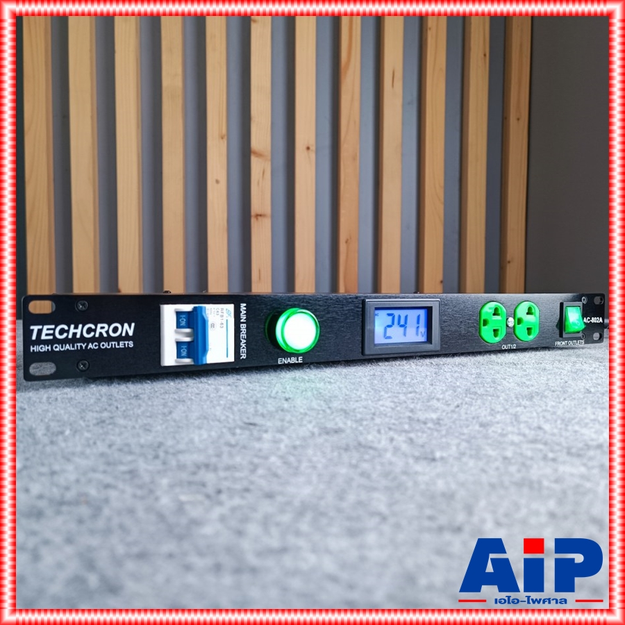 TECHCRON AC802A ปลั๊กไฟ 1U ปลั๊กเขียว AC802 จอสีน้ำเงิน AC-802 ปลั๊กไฟใส่แร็ค AC 802 A ปลั๊กไฟภาคสนาม ปลั๊กไฟใช้กับเครื่องเสียง