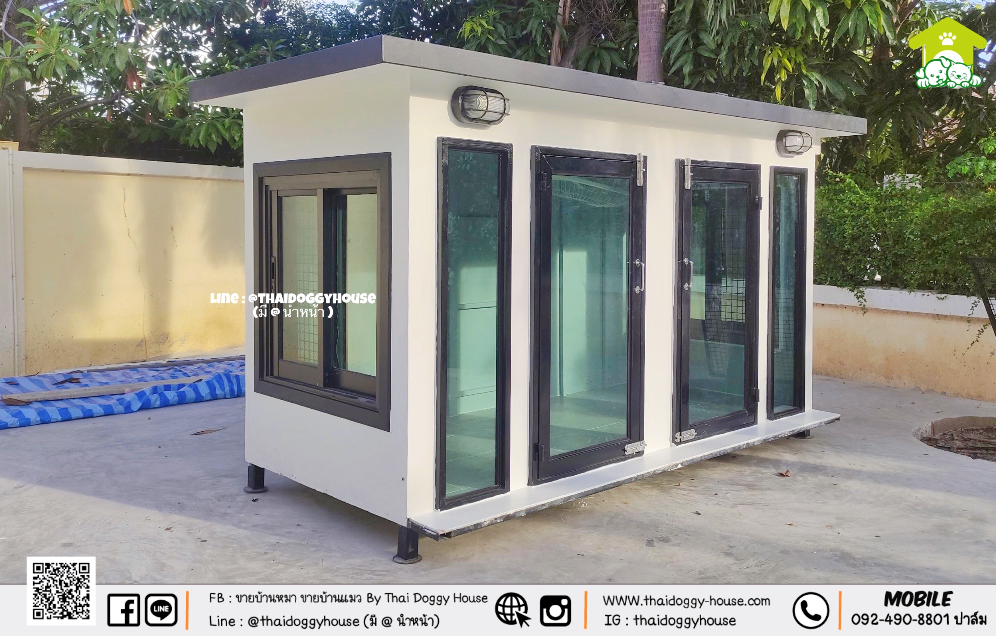 บ้านหมา บ้านแมว 𝐁𝐎𝐗 𝐒𝐓𝐘𝐋𝐄 🐕🦺🐈 สามารถกั้นห้องเพิ่มได้เป็น 2 ห้อง 😁 แบบกระจกรองรับการติดแอร์ ❄️