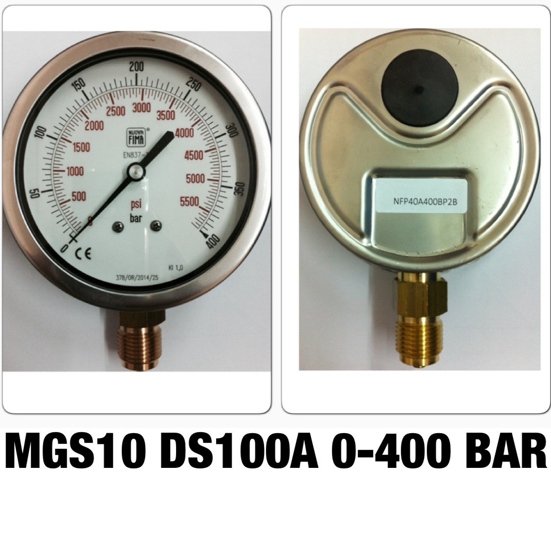 0-400BAR Nuovafima หน้าปัด 4นิ้ว เกลียวออกล่างทองเหลือง 1/2"