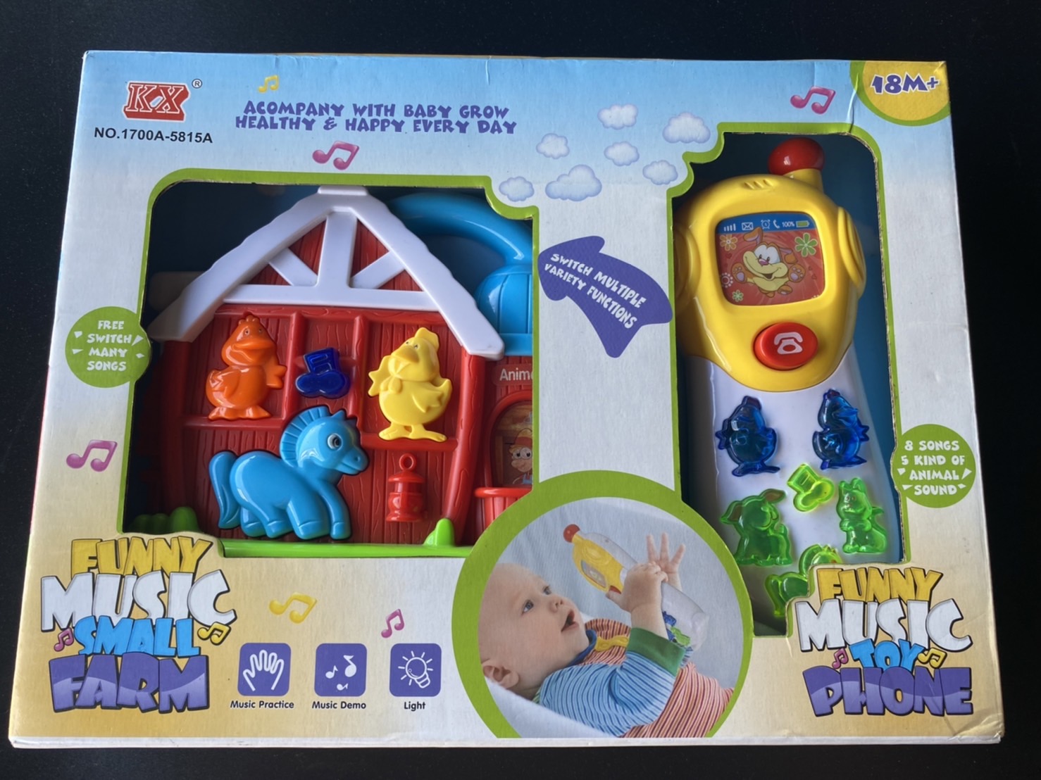 1700a-5815a ของเล่นเด็กโทรศัพท์ใส่ถ่าน ออร์แกนโทรศัพท์ของเด็ก โทรศัพท์เด็กมีเสียงไฟ ชิ้นละ