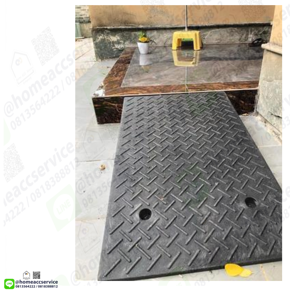 ทางลาดยางปีนฟุตบาท รวมสูง 26ซม. 16+ส่วนเสริม11(-1ซม.) ลาด 135ซม. กว้าง 50ซม. หนัก 44kg - Rubber Ramp with Extention 26x135x50 cm (16+10) 44kg