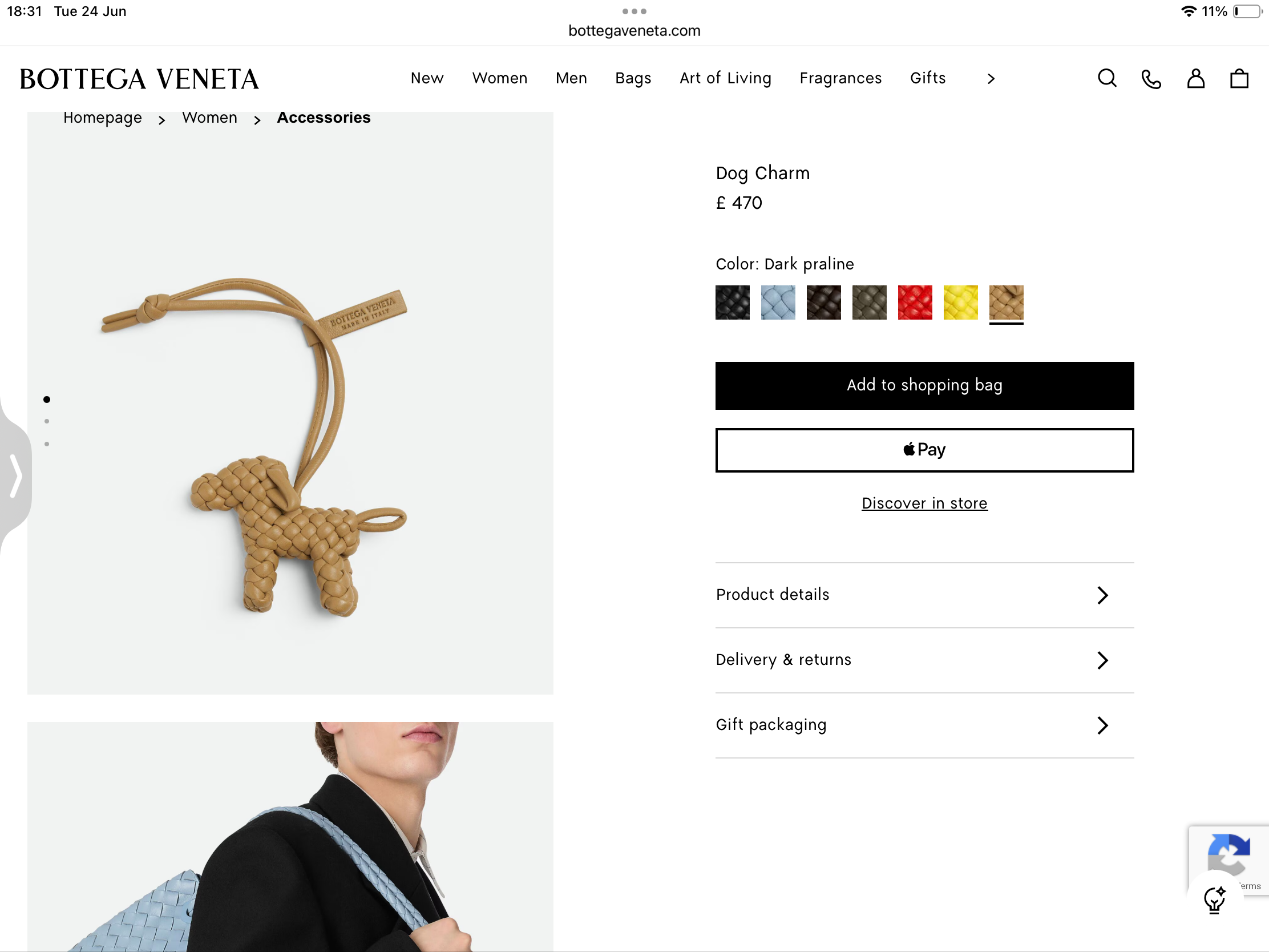 **do** ที่ห้อยกระเป๋า Bottega Dog Charm หนังแกะสาน มี 3สี ใหม่ ของแท้