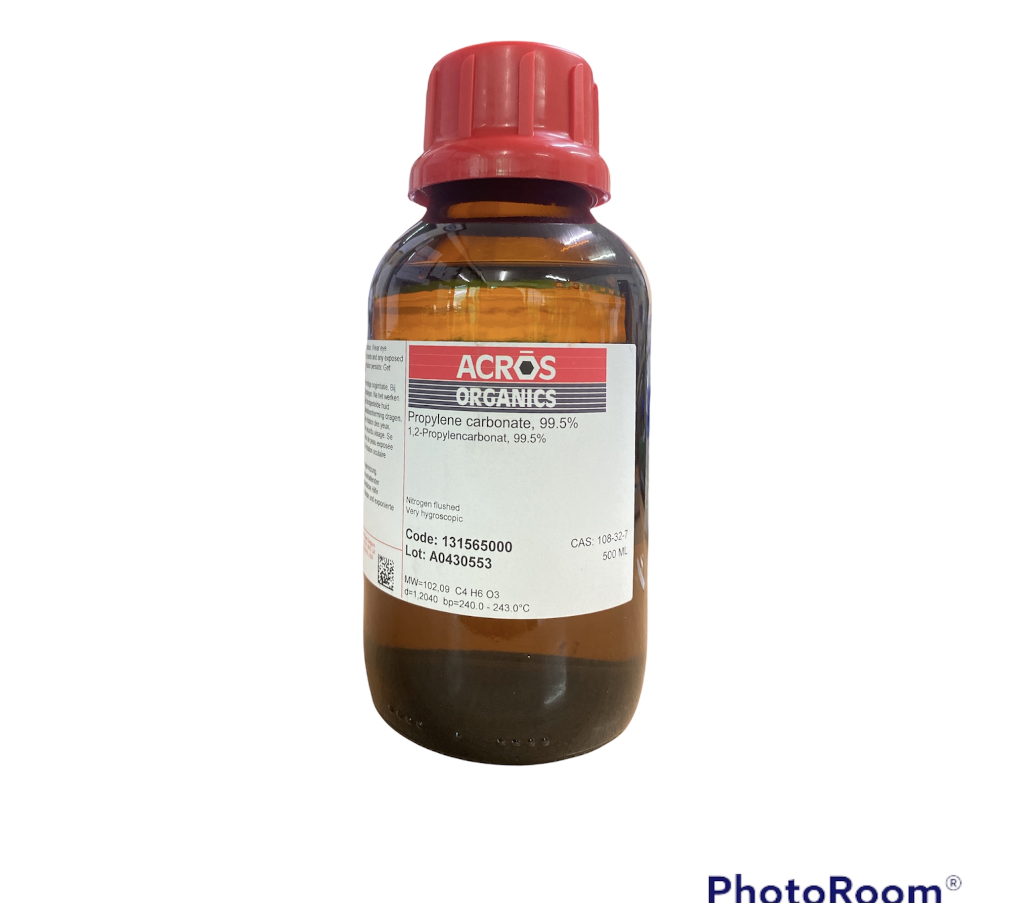 Propylene carbonate 99.5%, 500 ml -Acros