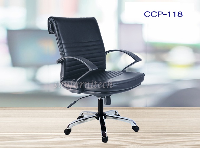 เก้าอี้สำนักงานพนักพิงกลาง, เก้าอี้สำนักงาน หุ้มหนัง มีแขน รุ่น CCP-118