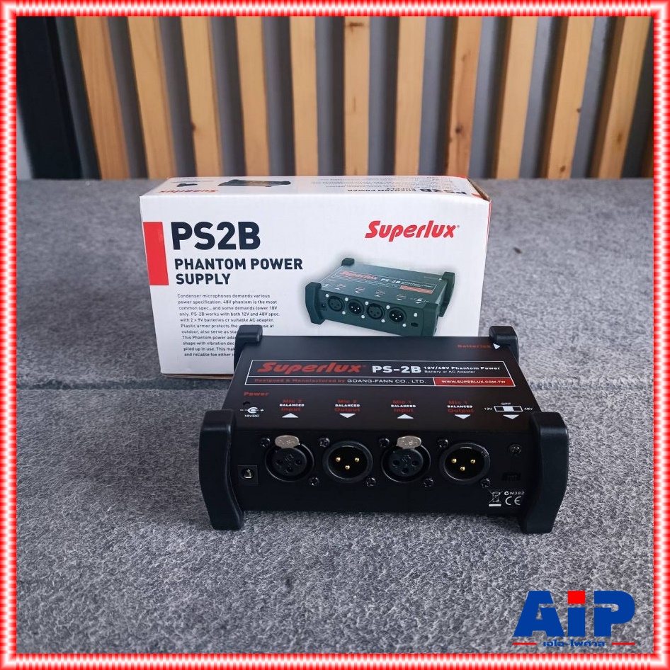 SUPERLUX PS-2B ตัวจ่ายไฟphantom PS 2B PS2B เครื่องจ่ายไฟแฟนท่อม เลี้ยงไมโครโฟน Battery Phantom Power ตัวจ่ายไฟ Phantom 48 V แบบใช้ถ่าน เอไอ-ไพศาล