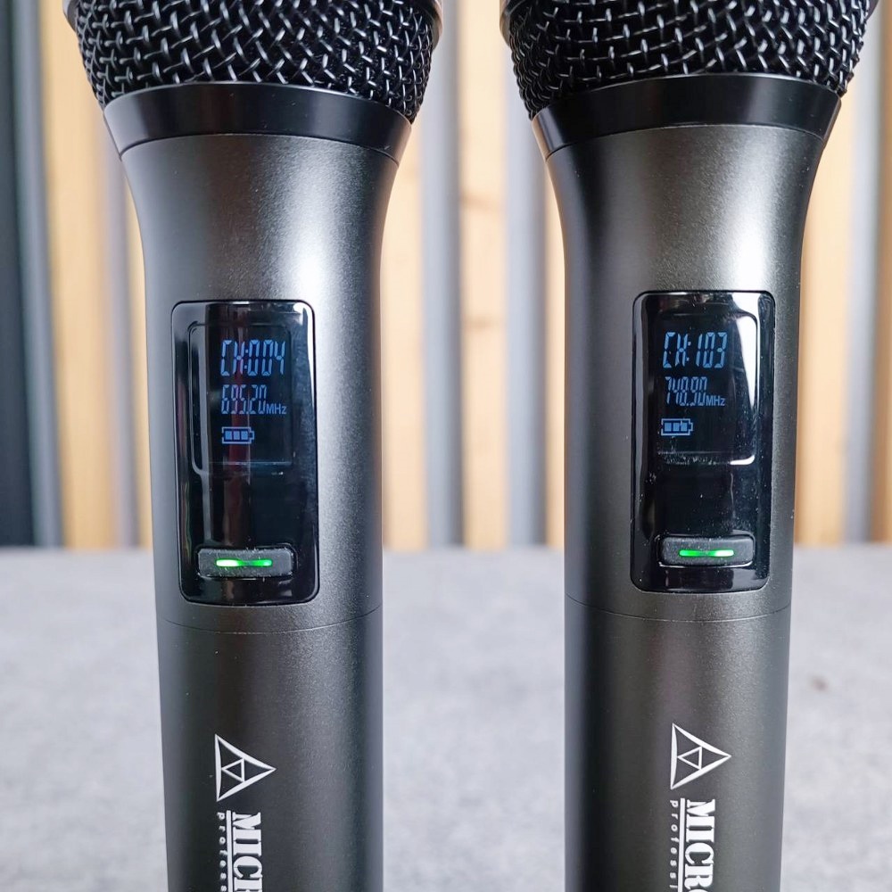 สีดำ MICROTECH ET-777A ไมค์ลอย ถือคู่ UHF เครื่องรับเล็ก ET 777A ET777A ไมค์ลอยมือถือคู่UHF ไมโครโฟนแบบไร้สาย เอไอ-ไพศาล