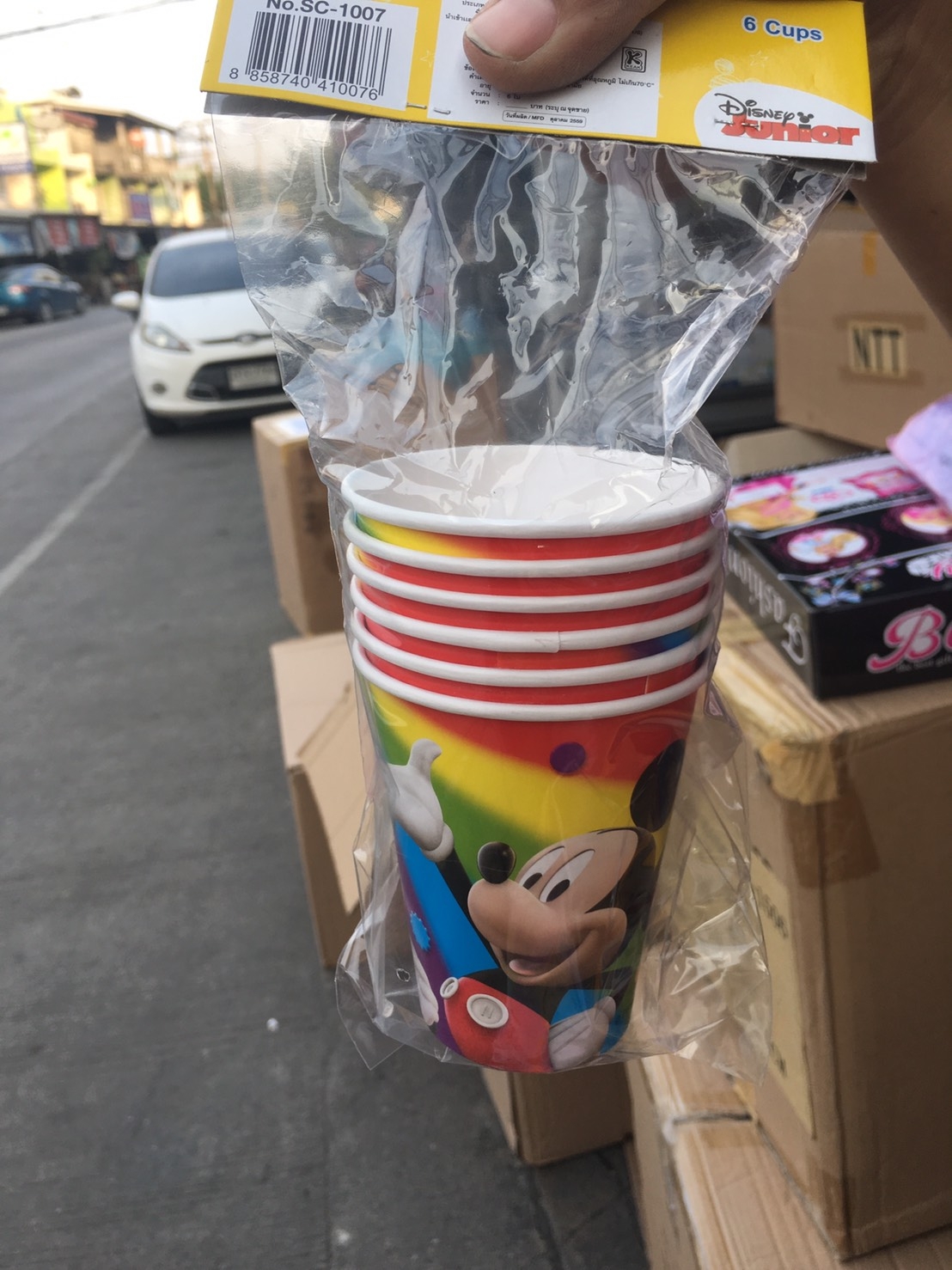 SC-1007 แก้วกระดาษมิกกี้เม้าส์ ลิขสิทธิ์ถูกต้อง 9 oz แพ็คละ 6 ใบ แพ็คละ