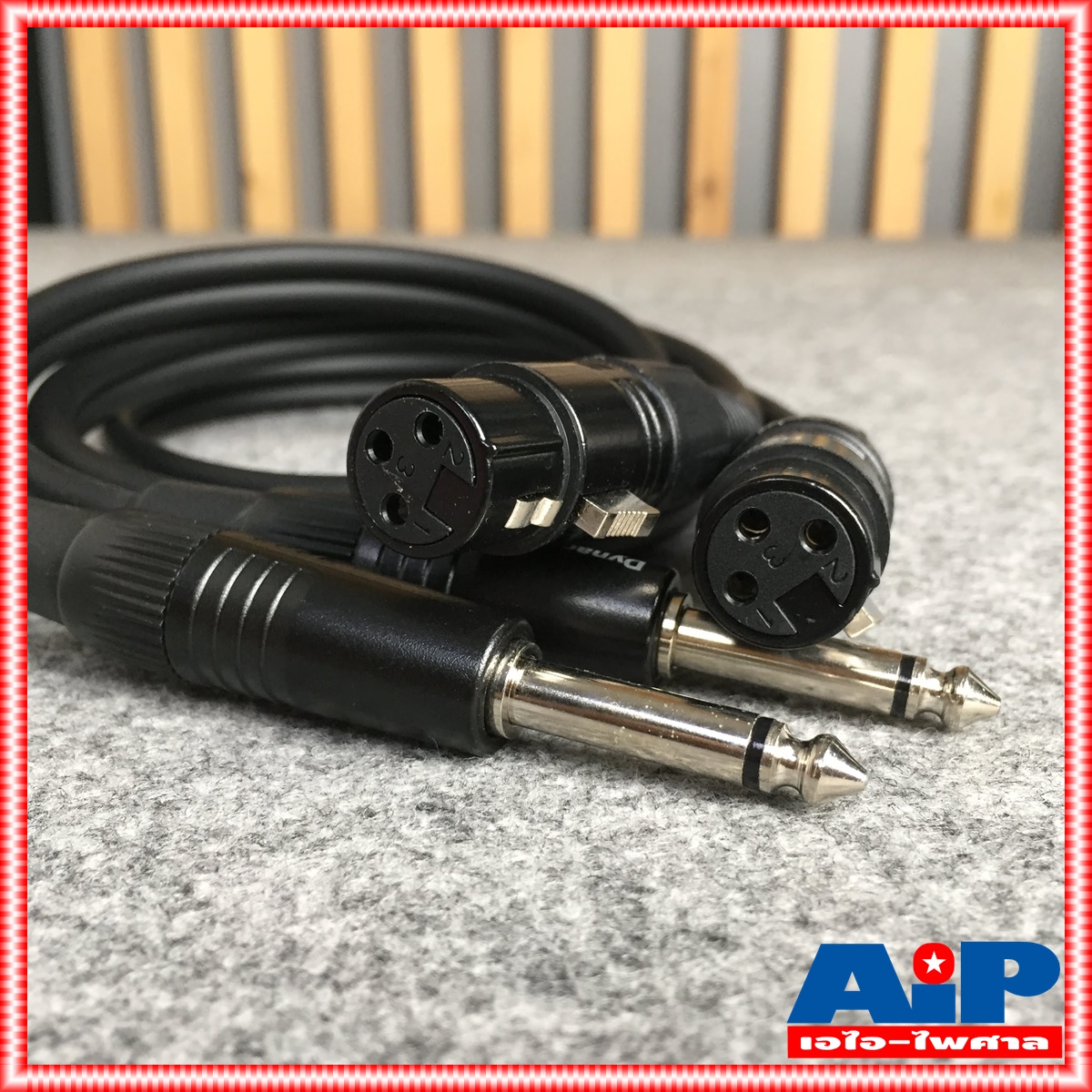 1เมตร DYNACOM สายJ.CANNON-P.MICข้างละ2หัว 1M J2049-6 สายดำ สายสัญญาณเสียง XLR เมีย-PHONE คู่ยาว 1เมตร XLR+MONO ยาว1เมตร P.MICจะมีสีเงินและสีทองขึ้นกับล็อตการผลิต