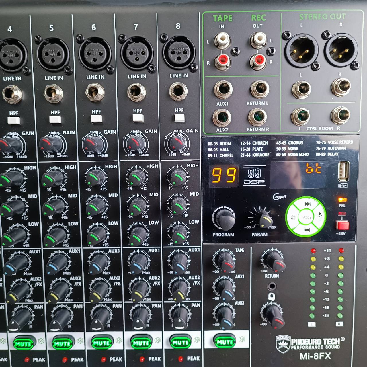 PROEUROTECH MI-8FX MIXER มิกซ์ โปรยูโรเทค มิกเซอร์ มีเอฟเฟค MI 8FX รองรับ USB และ บูลทูธ MI8FX เอไอ-ไพศาล