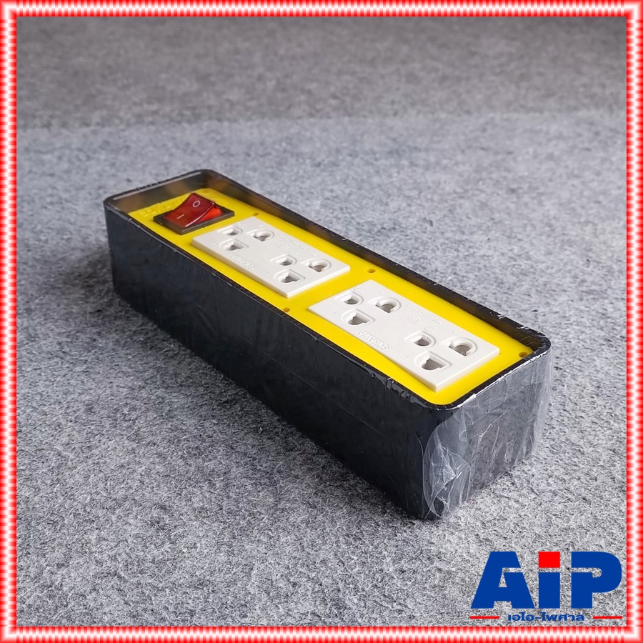 บล๊อคยาง2x6+ปลั๊กกราวด์คู่x2 S-260 สีเหลือง บล็อคยาง บล็อคยางไฟฟ้า บล๊อคไฟ2x6 ปลั๊กพ่วงไฟฟ้า บล็อคยาง 2x6 กันกระแทรก เอไอ-ไพศาล