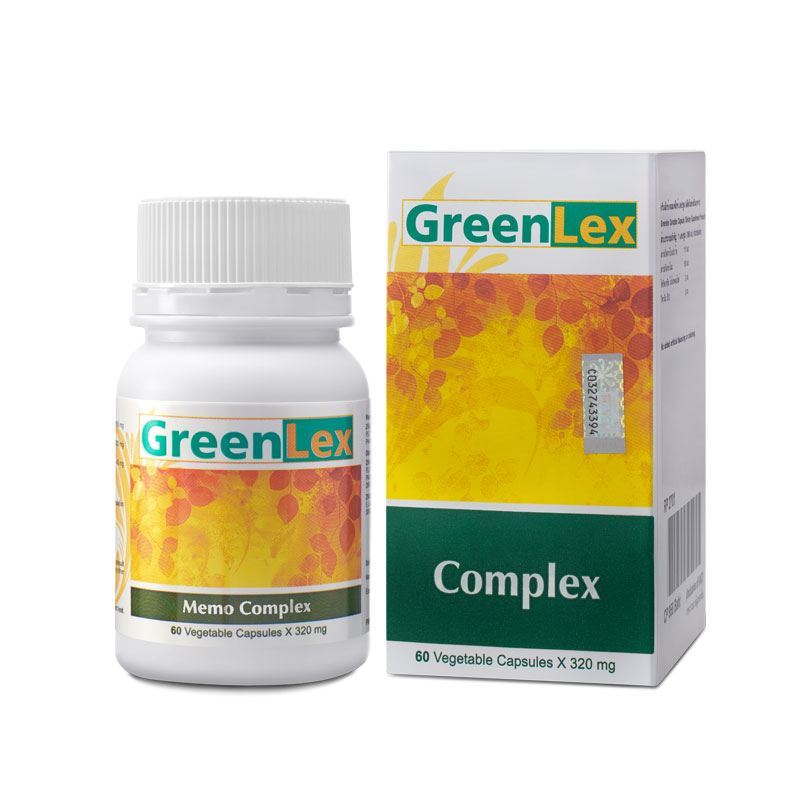 Greenlex Complex กรีนเล็กซ์ คอมเพล็กซ์ บำรุงสมอง มีจำนวน 60 แคปซูล