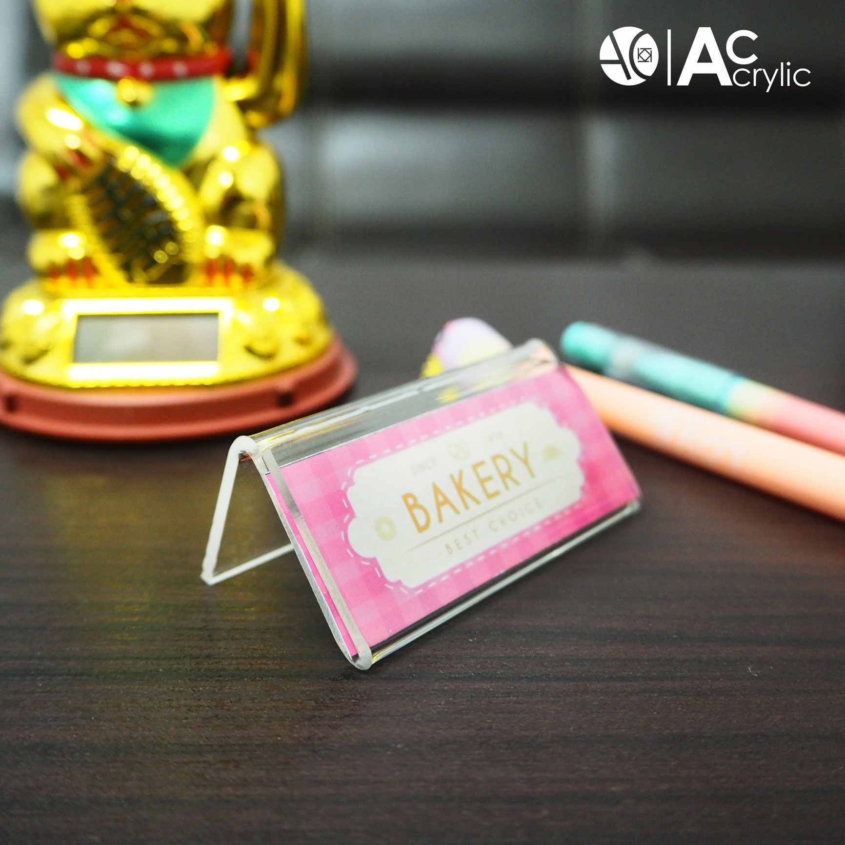 ป้ายตั้งโต๊ะ ป้ายอะคริลิค 6.5x2.5cm. ป้ายอะคริลิค ป้ายราคา หรือ โฆษณาอื่นๆ (6.5V)