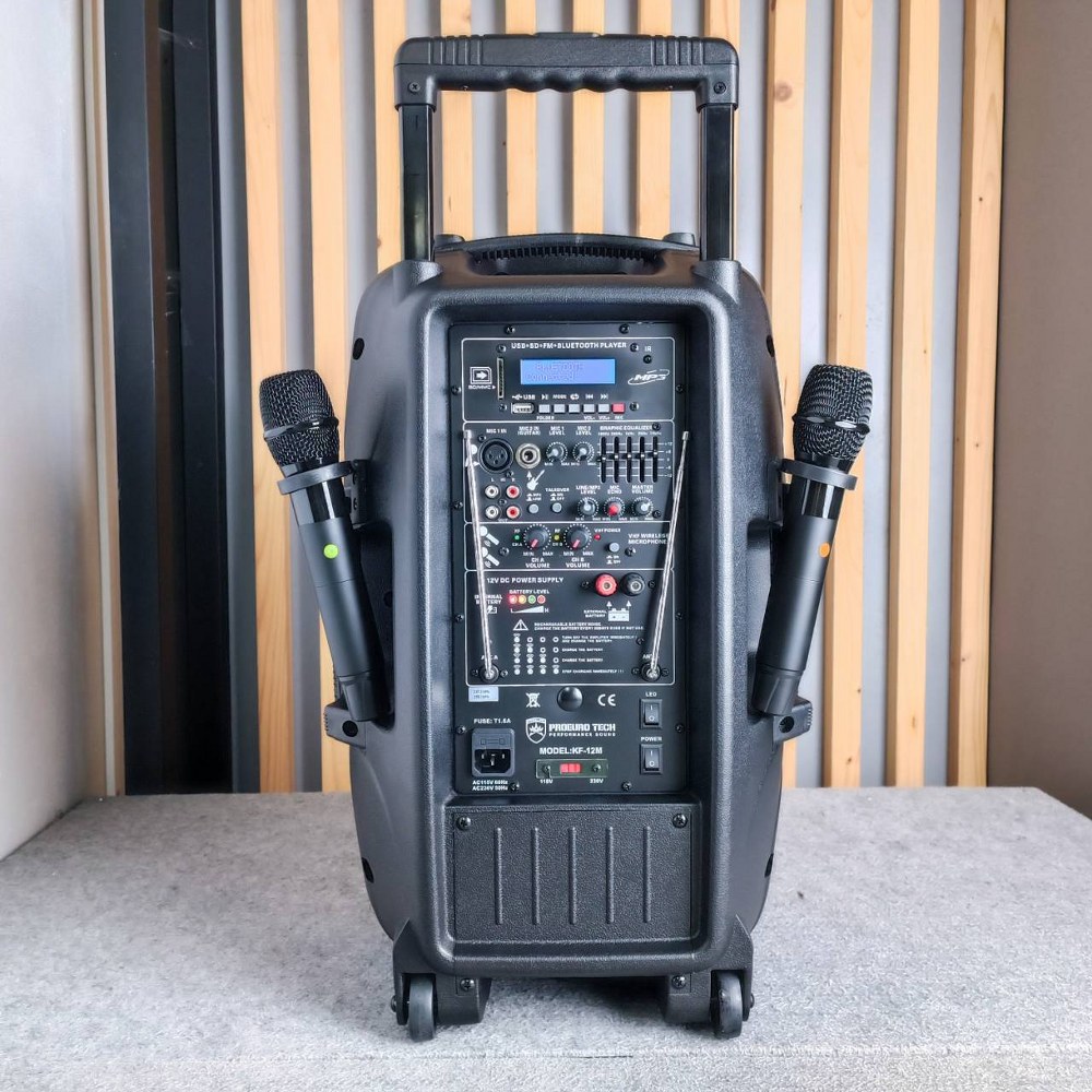 PROEUROTECH KF-12M ลำโพงล้อลาก+ไมค์ลอย ตู้ลำโพงมีแอมป์ในตัว 12นิ้ว 2ทาง มีไฟกระพริบตามเสียงเพลง KF 12 M KF12M เอไอ-ไพศาล
