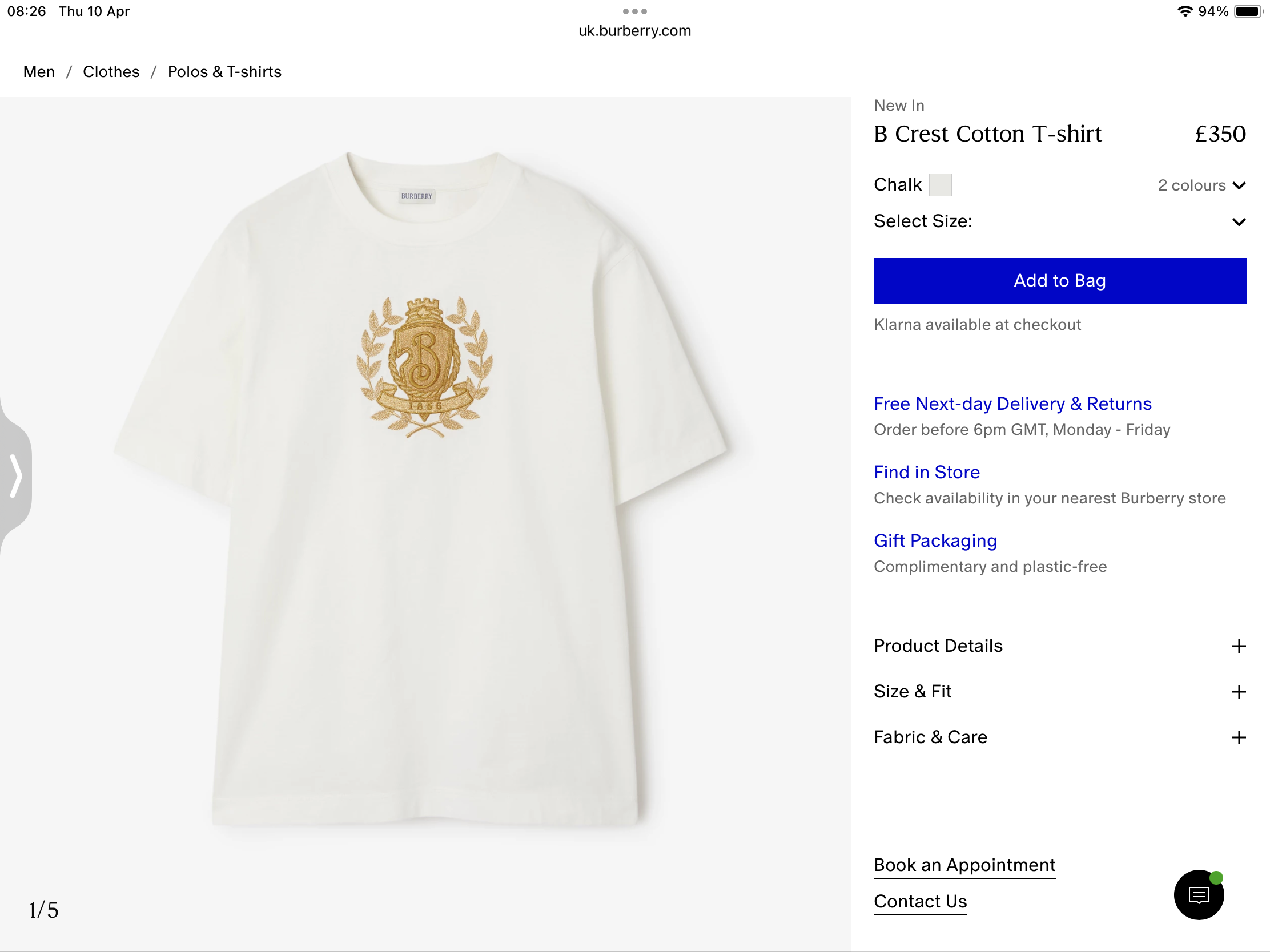 do** เสื้อยืด Burberry B Crest Cotton T-shirt ใส่ได้ ชายหญิง สินค้าใหม่ ของแท้