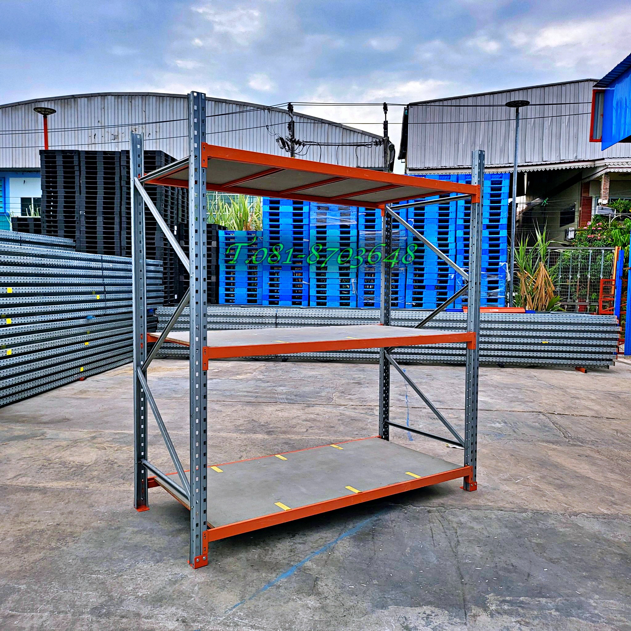 Medium rack มือสอง มาใหม่ ขนาด 125x250xสูง250cm 3 ชั้น รับน้ำหนักได้ชั้นละ 1000kg