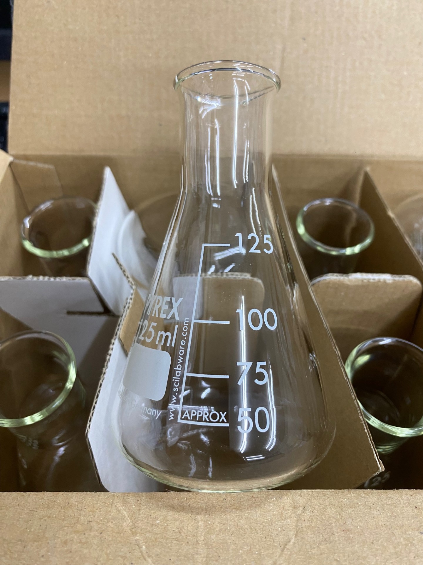 Flask, Erlenmeyer ขนาด 25,50,125,250,300,500,1000,2000,4000 มล-Pyrex USA