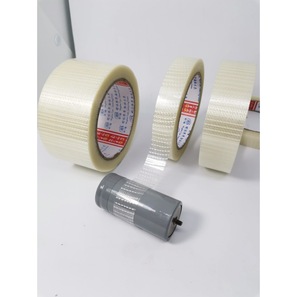 เทปใยสัปปะรด เทปตาข่ายไฟเบอร์กลาส ทนต่อแรงดึง เทปใยแก้ว Fiber tap สำหรับติดแบตเตอรี่ รัดของ