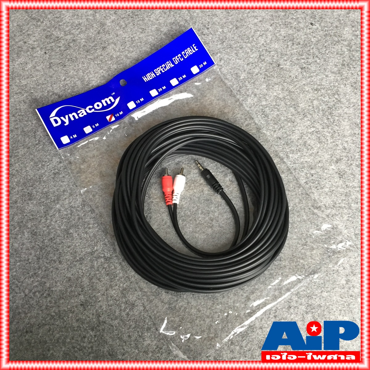 ยาว10เมตร สายสัญญาณสเตริโอ TRST 3.5 to RCA 2 หัว DYNACOM J015-7 สาย P.TR-ST - P. RCA x2 สาย TR-ST ออก RCA x2 10M