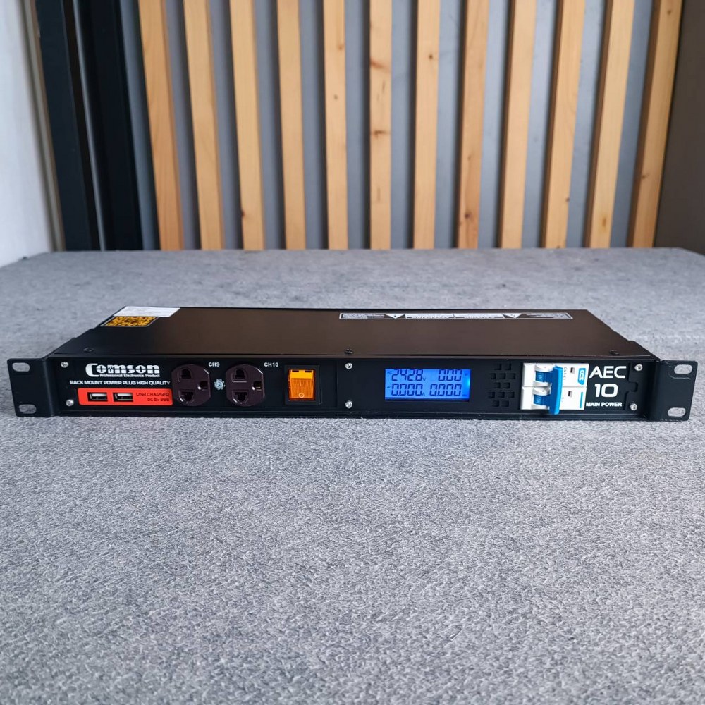 ปลั๊กน้ำตาล COMSON AEC-10 รุ่นใหม่ ปลั๊กRACK 12ช่อง มิเตอร์ วัด4แบบ AEC10 AEC 10 ปลั๊กพ่วงติดแร็ค ปลั๊กรางจ่ายกระแสไฟ คอมสัน หน้าจอแสดงผลและเบรกเกอร์ เอไอ-ไพศาล