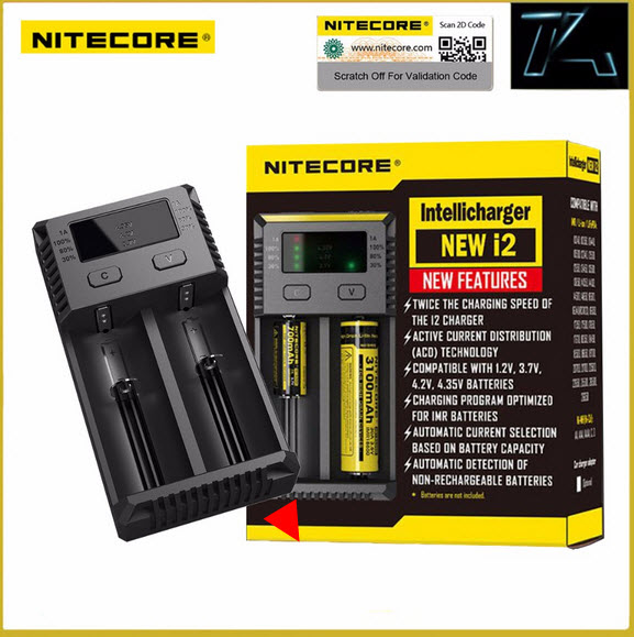 เครื่องชาร์จแบตอัจฉริยะ Nitecore NEW I2 Intellicharger Universal Battery Charger for AA AAA Li ion 26650 18650 Batteries Charging