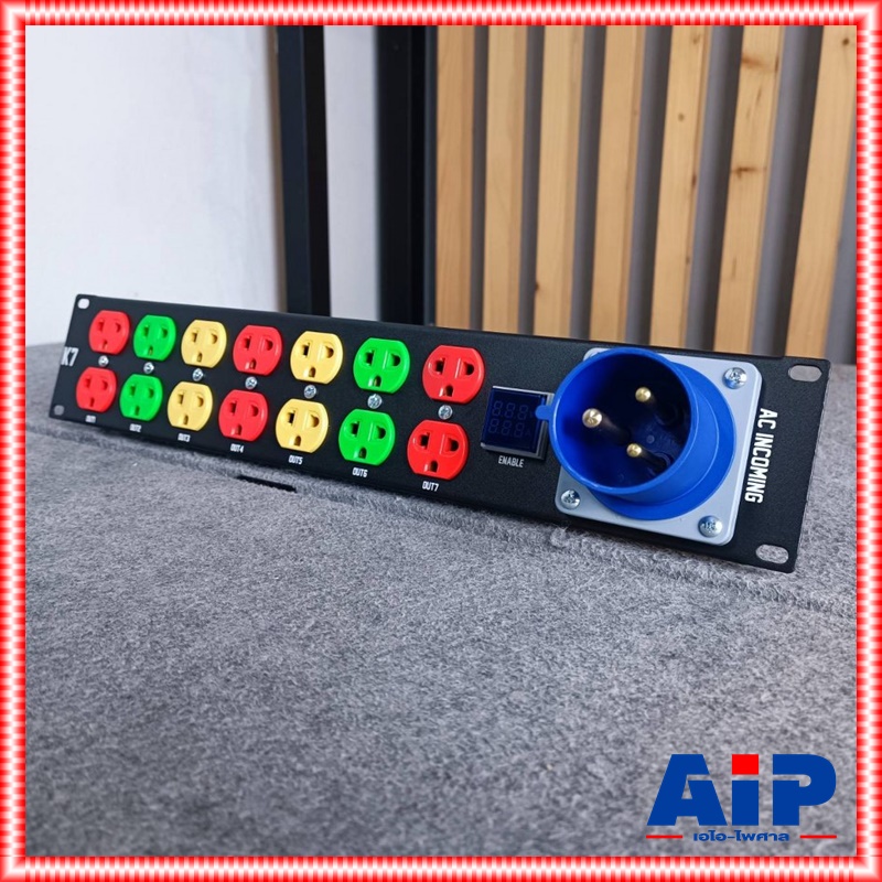 TECHCRON ปลั๊กติดแร็ค รุ่น K7 เพลท 2U ติดแร็ค 32A พร้อมใช้งาน จอแสดงผล โวล์ทแอมป์สีน้ำเงิน แถมPOWERปลั๊กตัวเมีย เอไอ-ไพศาล