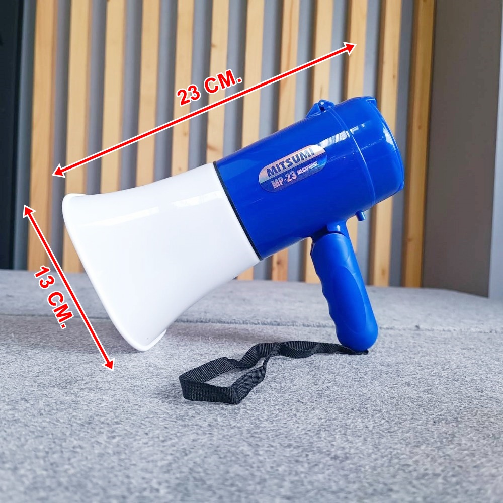 MITSUMI MP-23BL โทรโข่ง 5นิ้วชาร์จได้ 40วัตต์ สีน้ำเงิน มีเสียงนกหวีด อัดเสียงได้ MP 23BL MP23BL แถมแบตเตอร์รี เอไอ-ไพศาล