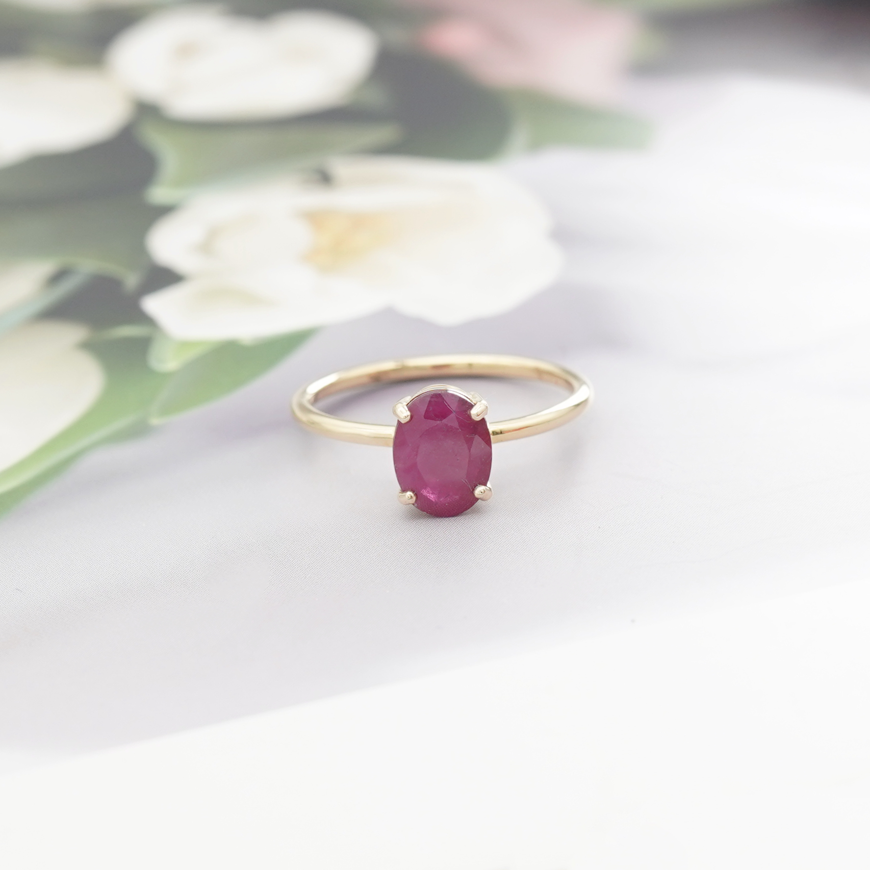 ✨ แหวนทับทิมแท้ ✨ ตัวเรือนทอง 14K ทับทิมแท้ทรง Oval Cut