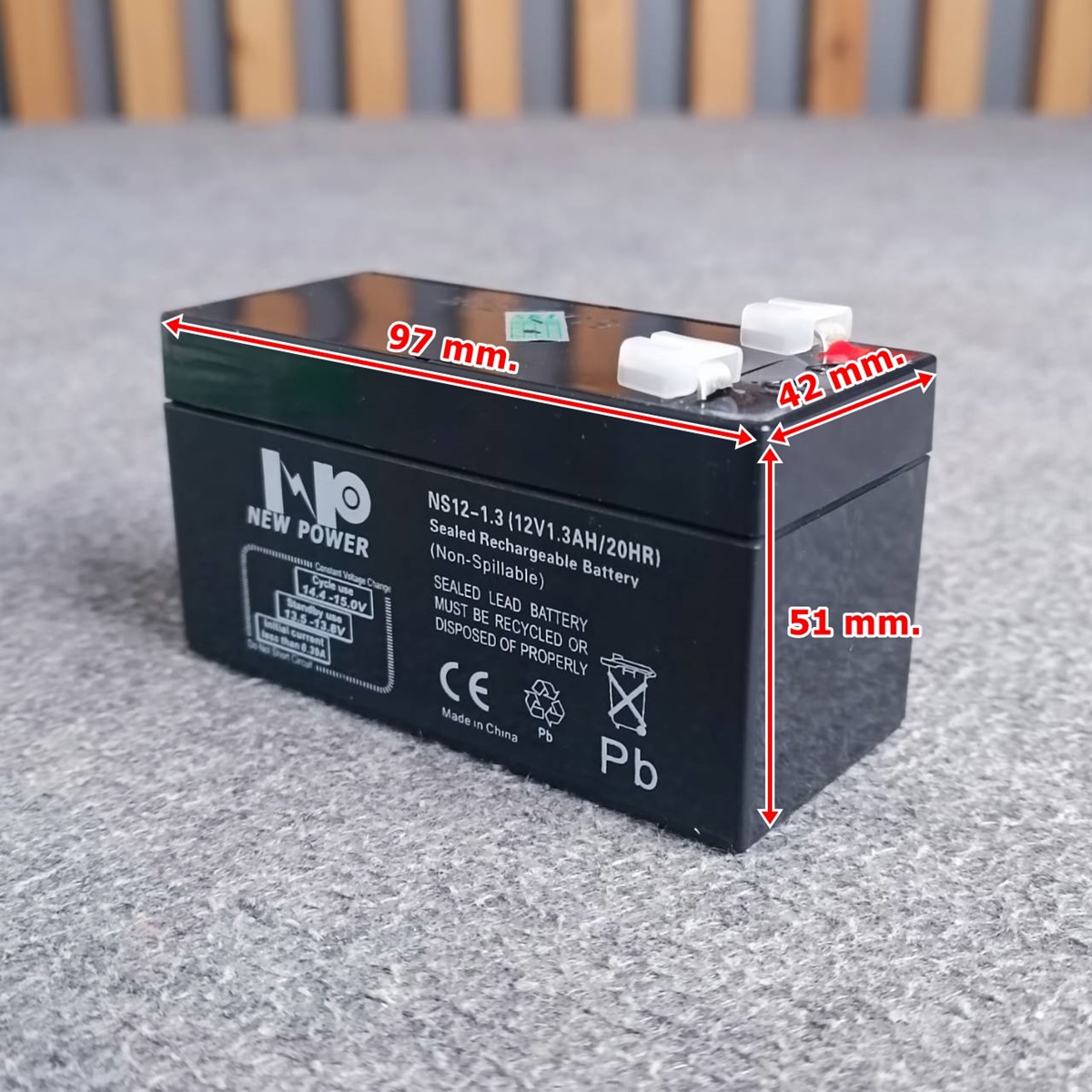 NEW POWER 12V 1.3AH แบตเตอรี่แห้ง แบตเตอรี่ UPS 1.3A Battery แบตสำหรับสำรองไฟ แบตUPS แบตของเล่น เครื่องสำรองไฟฉุกเฉิน เอไอ-ไพศาล