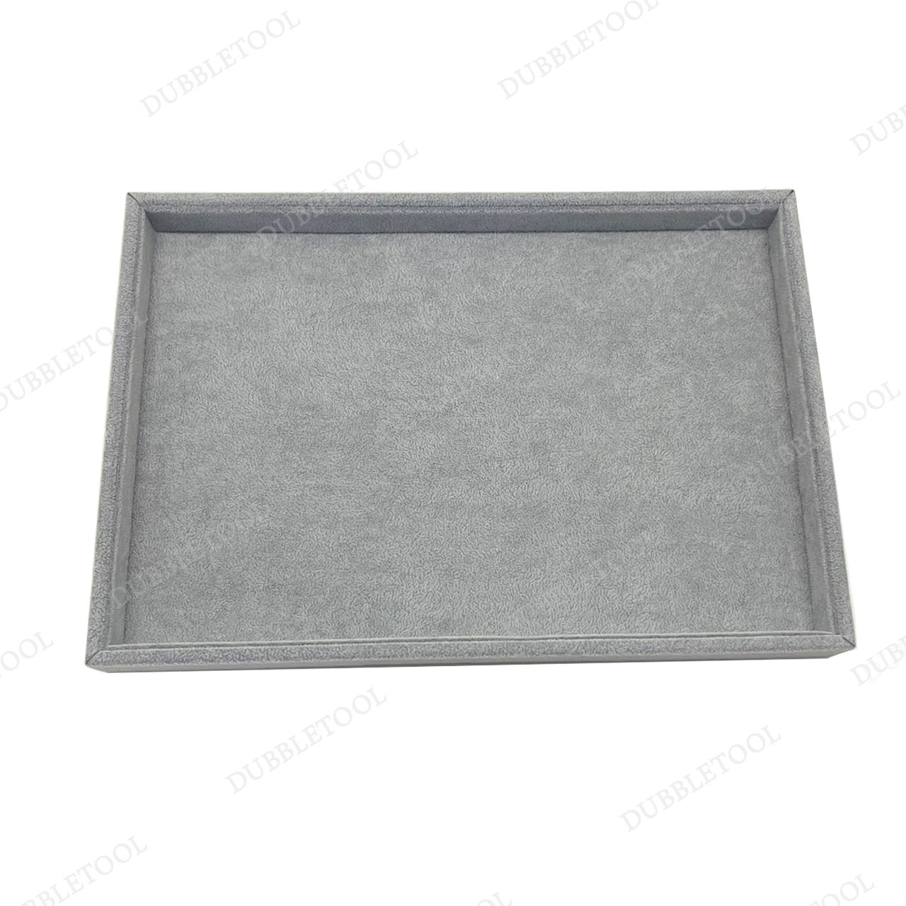 กล่องถาดเรียบ ถาดเรียบกำมะหยี่ ขนาด 35x24x3 ซม. ถาดเรียบกำมะหยี่สีเทา ด้านในบุกำมะหยี่ ถาดวางโชว์แหวนเครื่องประดับ