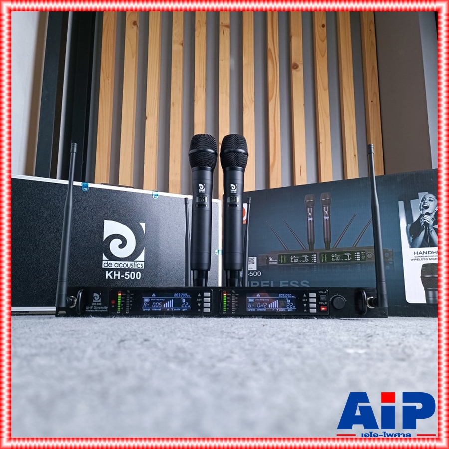 ความถี่ใหม่ กสทช DE ACOUSTIC KH500 NEW ไมค์ลอยมือถือคู่ UHF ปรับความถี่ได้ ไมค์ลอยคู่ KH 500 KH-500 แถมอุปกรณ์ย้ายเสา +++ กระเป๋าเก็บไมค์ 4เสา