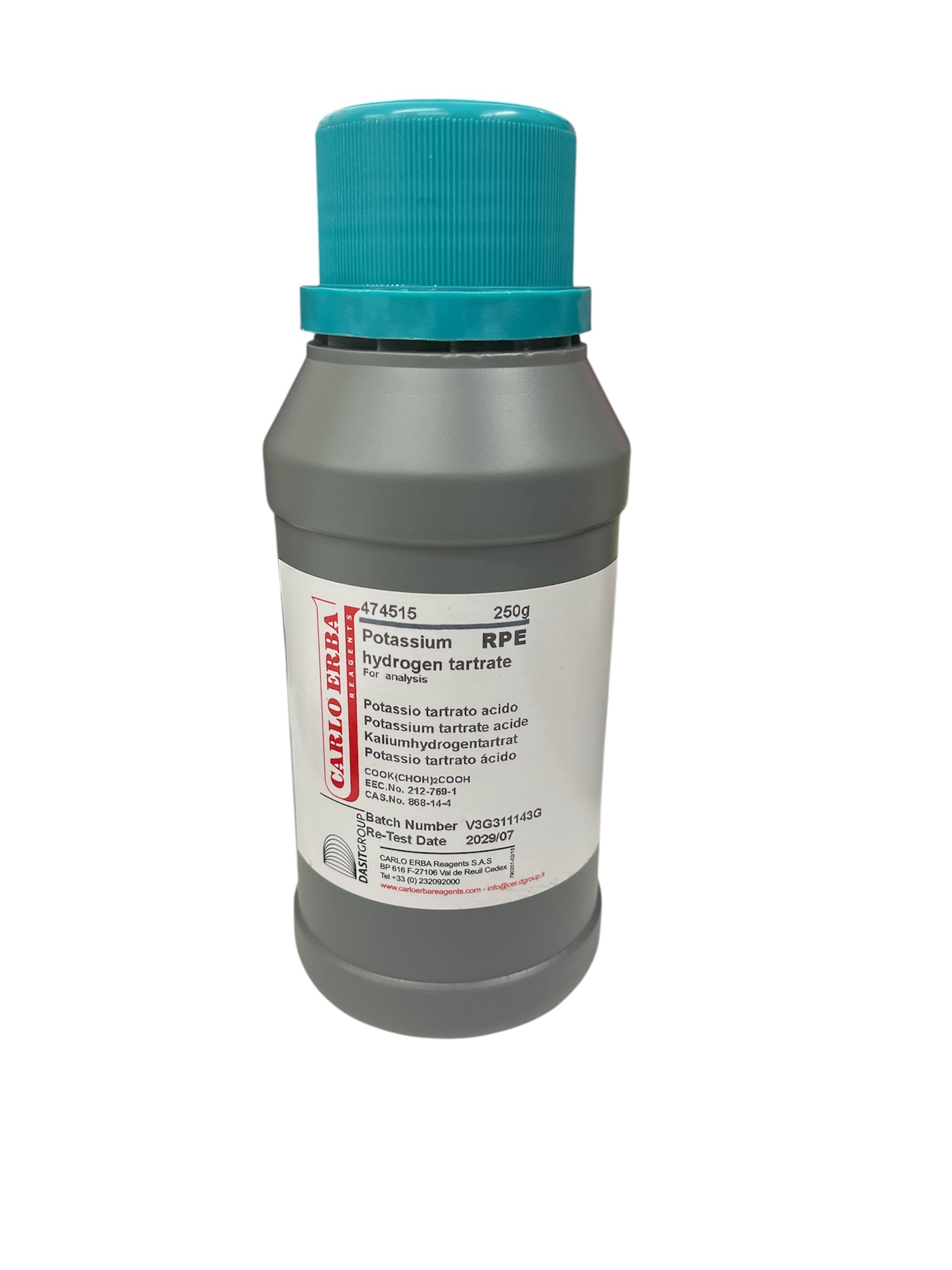 Potassium Hydrogen Tartrate, 250 g -Carlo