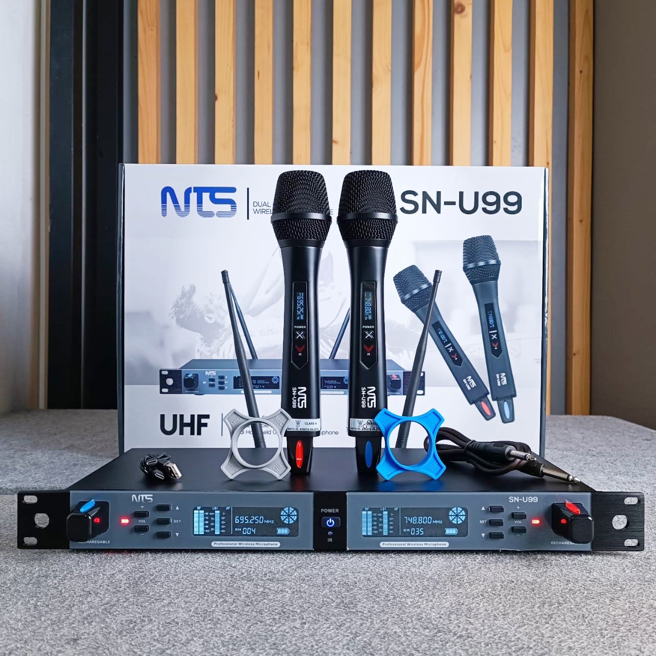 NTS SN-U99 ไมค์ลอยคู่ UHF ชาร์จแบตได้ ไมโครโฟน ไมโครโฟนไร้สาย SN U99 เอ็นทีเอส SNU99 เอไอ-ไพศาล