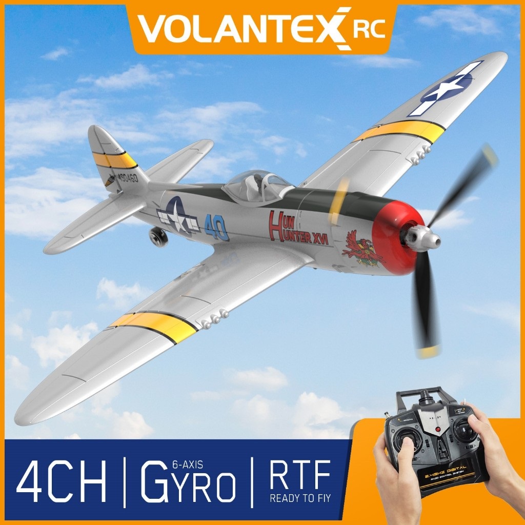 เครื่องบินพร้อมเล่น 4CH Volantex : P-47 Thunderbolt 400mm. เครื่องบินบังคับ มีไจโรในตัว บินง่าย มือใหม่เล่นได้