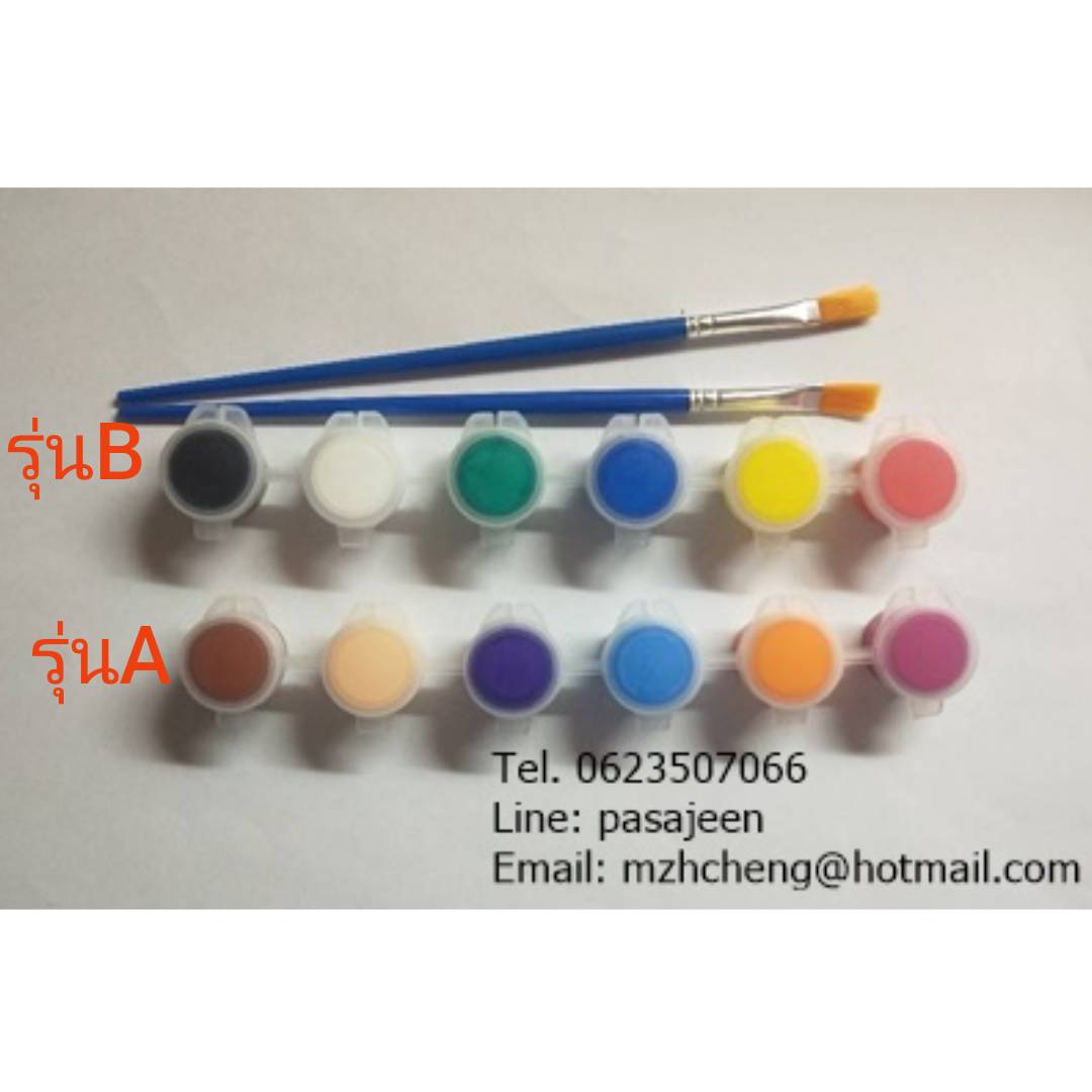 DIY สีอะคริลิค ชุด6สี+พู่กัน