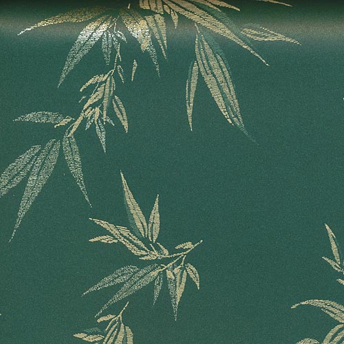 กระดาษห่อของขวัญ พิมพ์ลายทอง สีเขียว ลายใบไผ่