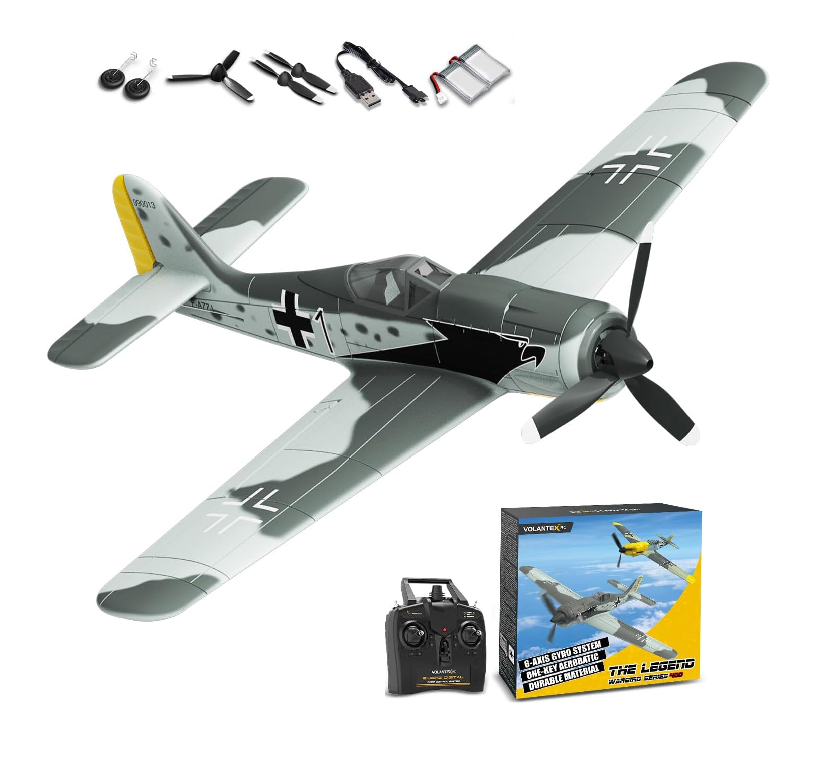 เครื่องบินพร้อมเล่น 4CH Volantex : FW190 RTF With Gyro 2.4Ghz เครื่องบินบังคับ มีไจโรในตัว บินง่าย มือใหม่เล่นได้