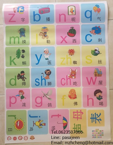 สติ๊กเกอร์ติดผนัง ชุดพินอิน--พยัญชนะ