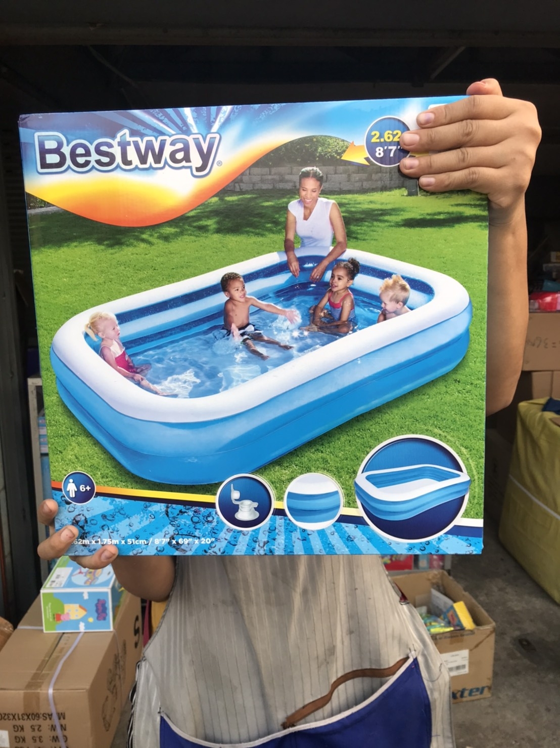 54006 สระเป่าลม สระเล่นน้ำ สระเด็กเป่าลม 262x175x51 CM. Bestway ลิขสิทธิ์ถูกต้อง ปลีกกล่องละ