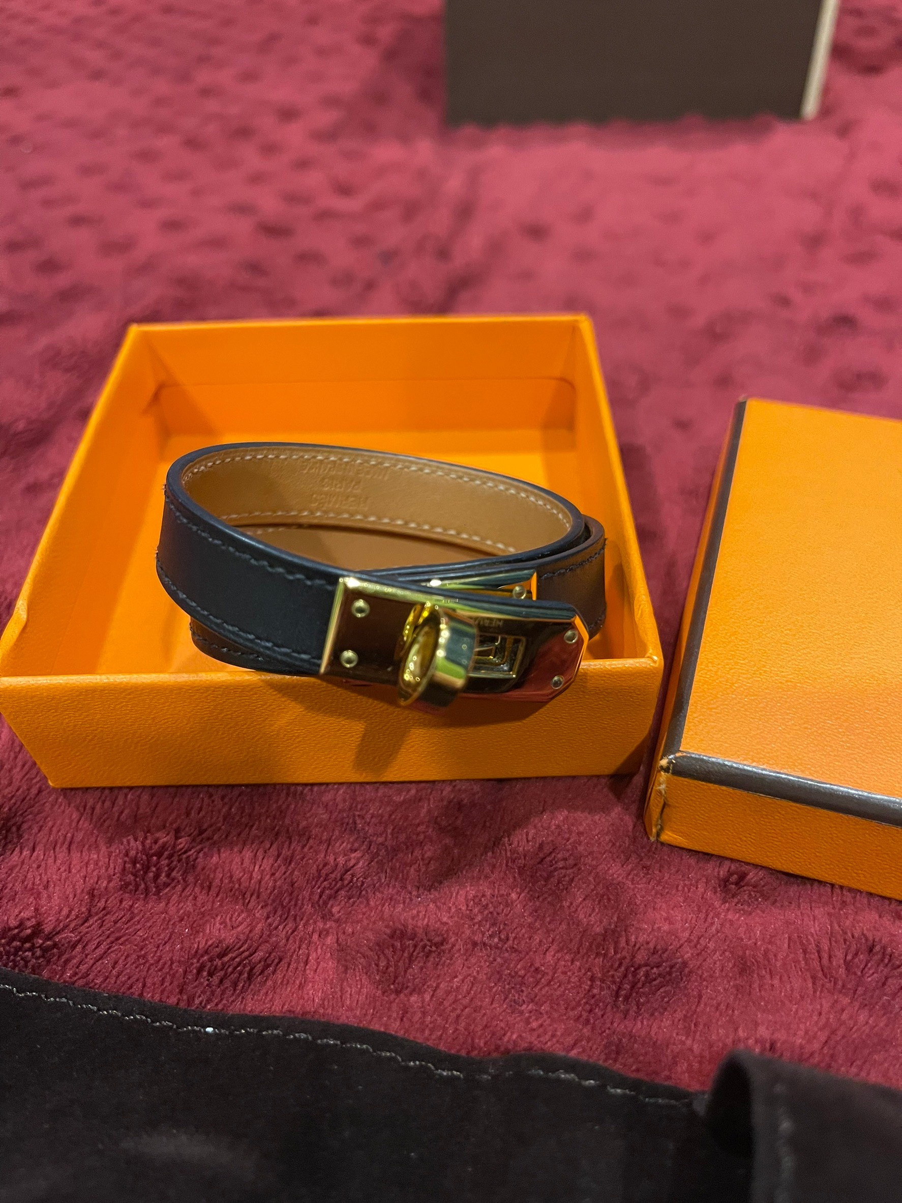 Hermes Kelly Double Tour Bracelet - Black / Gold สีดำทอง สภาพ 99 %