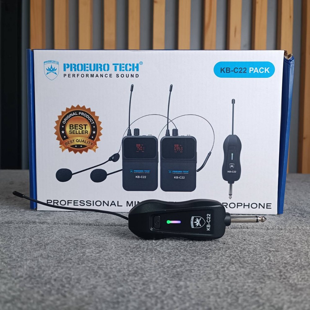 PROEUROTECH KB-C22PACK ไมค์ลอยคู่ **แบบคาดศรีษะ** ไมค์โครโฟนไร้สาย (ปรับความถี่ได้) ไมค์ ไมค์ลอยพกพา PROEURO TECH KB C22PACK KBC22PACK เอไอ-ไพศาล