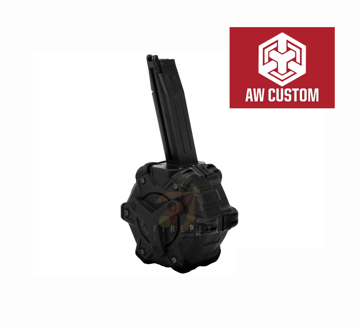AW CUSTOM 1911 GREEN GAS MAGAZINE (350 ROUNDS DRUM MAGAZINE) - BLACK