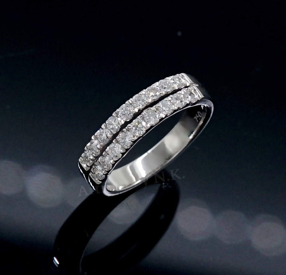 แหวนเพชรแถวคู่ หนัก 20 ตังค์ (Double Line Diamond Ring)
