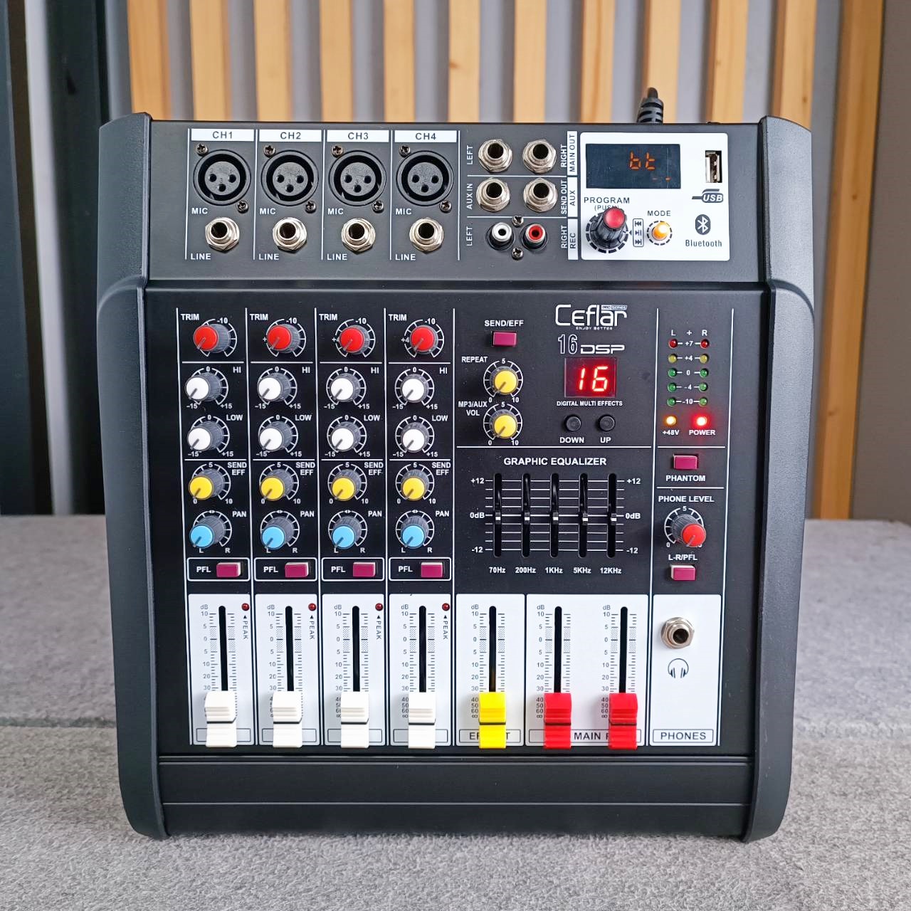 Ceflar PMX4-150 MIXER สีดำ เพาเวอร์ มิกซ์เซอร์ บูลทูธ 4 CH เคฟลาร์ PMX4 150 PMX4150 เอไอ-ไพศาล