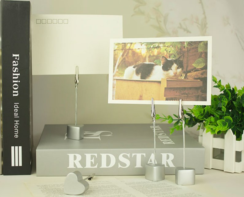ที่เสียบนามบัตร เสียบรูป รูปหัวใจ สีเงิน ของขวัญ ของชำร่วยงานแต่งงาน ไอเดียเก๋ 141001