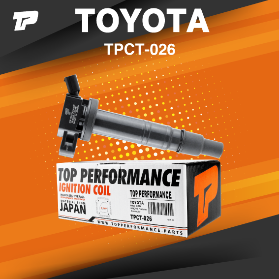 TOP PERFORMANCE ( ประกัน 3 เดือน ) คอยล์จุดระเบิด TOYOTA HILUX VIGO REVO INNOVA FORTUNER COMMUTER / 1TR 2TR 2AZ 1KD 2KD ANH20 ATH20 GGH20 1GR 2GR - TPCT-026 - คอยล์หัวเทียน วีโก้ รีโว่ ฟอร์จูนเนอร์ รถตู้ คอมมิวเตอร์ อินโนว่า 90919-T2001 90919-02248 90919-