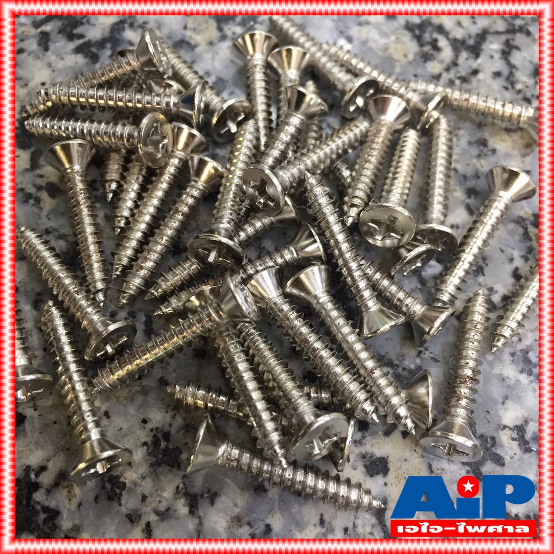 ถุง20ตัว สกรู FH 8X1" น็อต น็อตหัวแบนยาว1นิ้ว น็อตหัวแบน สกรูหัวแบน น็อตเกลียวปล่อย สกรู8X1นิ้ว น็อต8X1นิ้ว เอไอ-ไพศาล