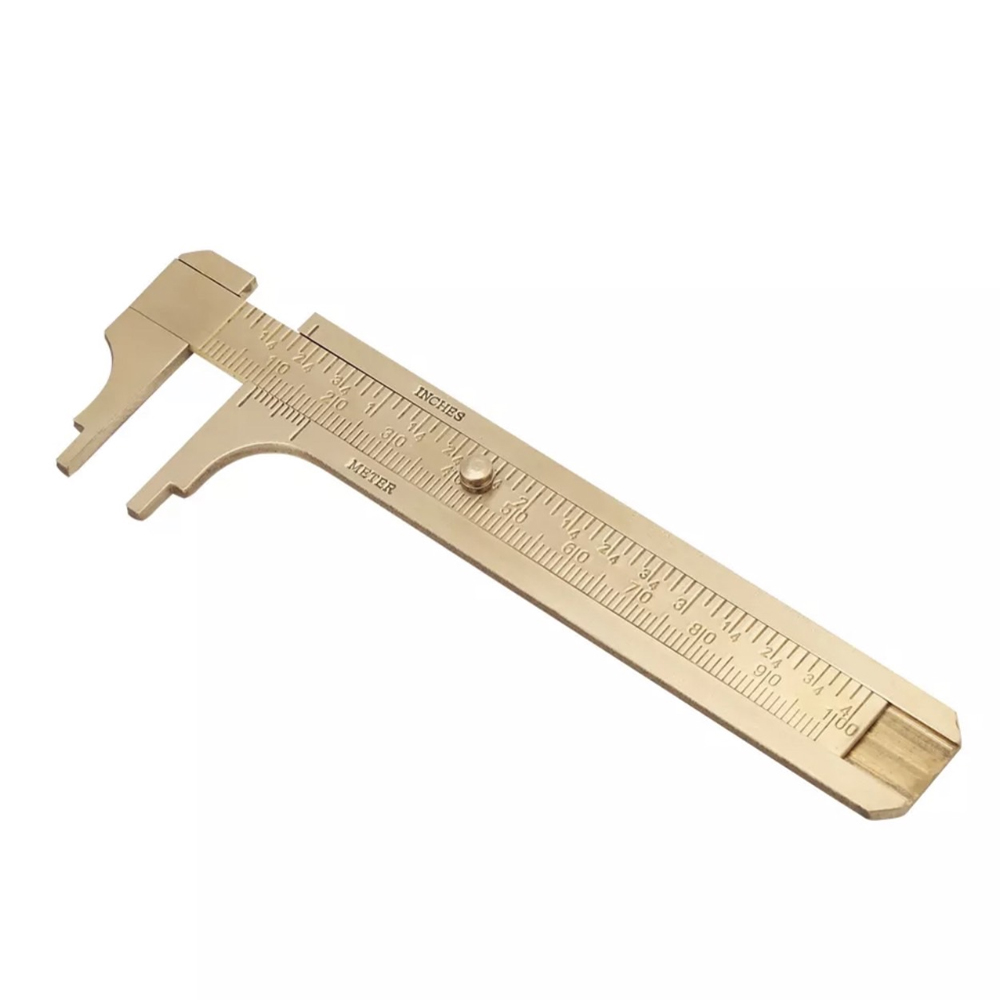 เวอร์เนีย เวอร์เนียทองเหลือง เวอร์เนียวัดขนาดงาน 0-100mm 4นิ้ว Vernier Caliper Scale วัดขนาด วัด ทองเหลือง น็อต สกรู ข้อต่อ ไม้บรรทัด