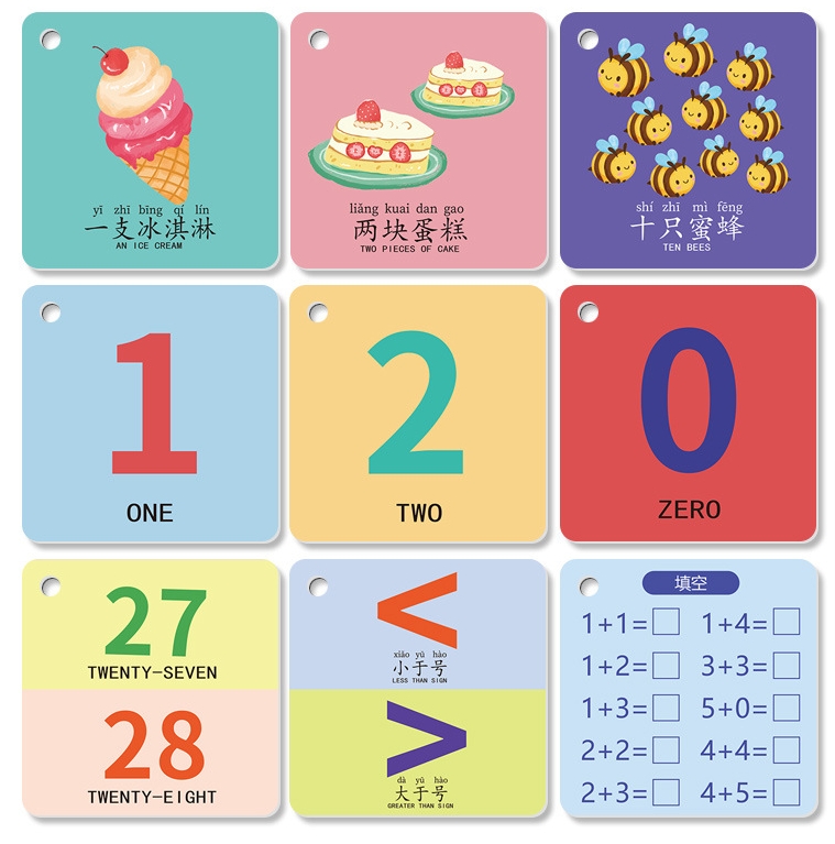 บัตรคำภาษาจีน 45ใบ หมวดตัวเลข